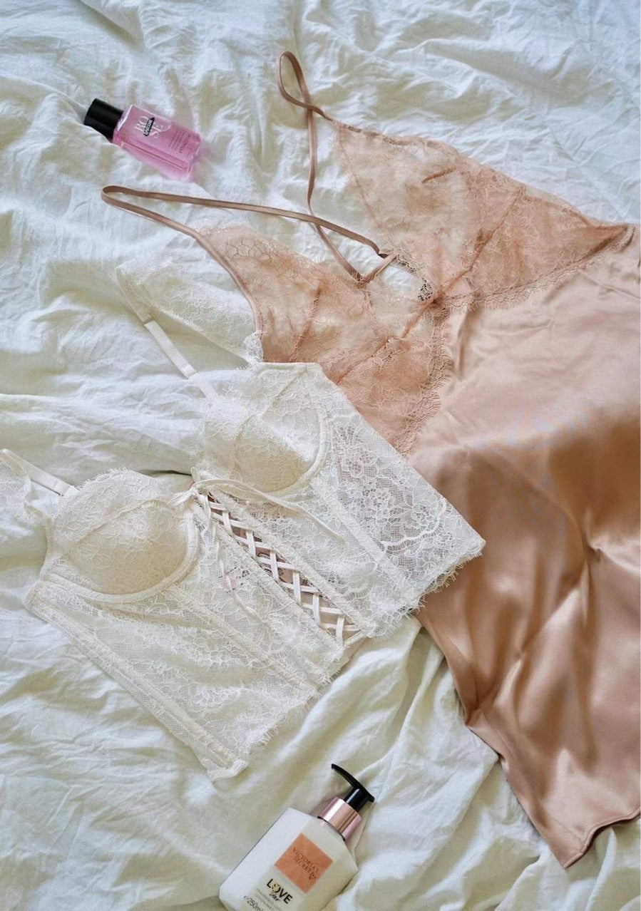 Women's Lace Solid Color Wearable Internal Wearable Bra