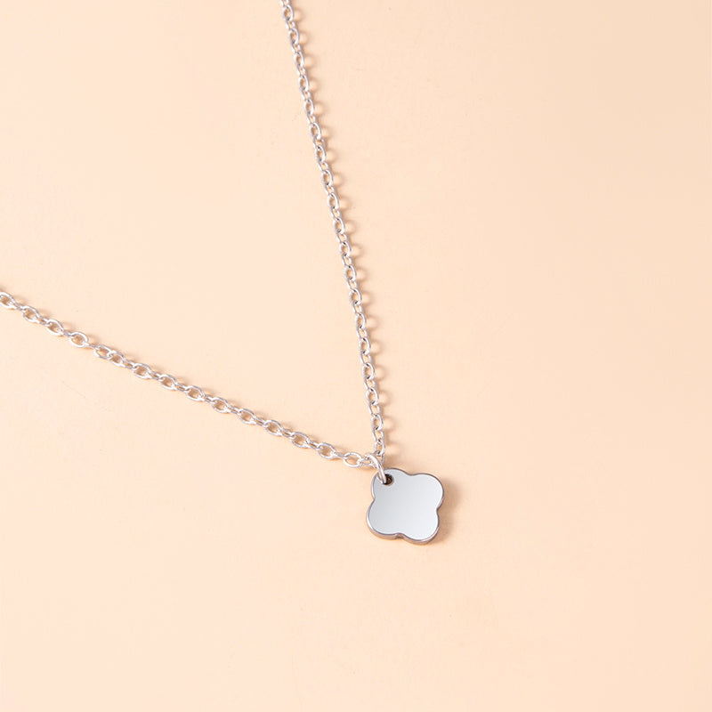 Fashion Silver Four-leaf Clover Necklace Stainless Steel Cloud Pendant Necklaces Chokers For Women Girls
