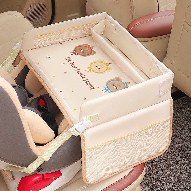 Kids's Car Safety Seat Tray Cartoon Car Waterproof Storage Dining Table