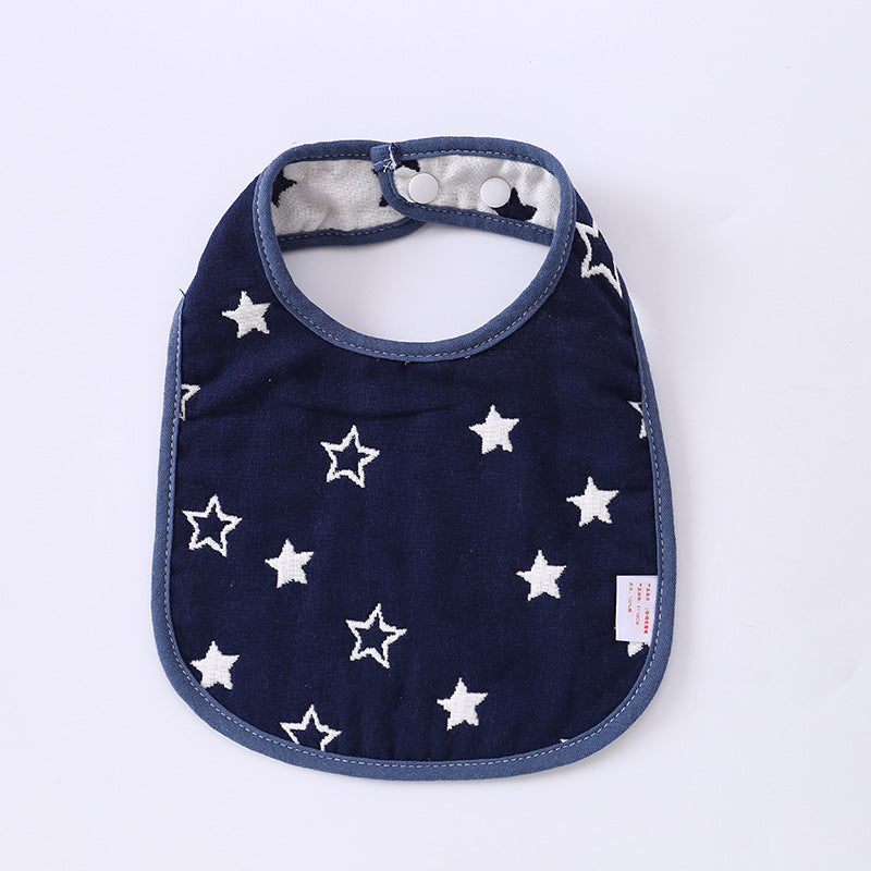 Summer Thin Pure Cotton Concealed Button 6-layer U-shaped Baby Gauze Bib