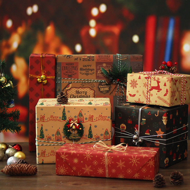 Christmas Gift Wrapping Paper European Style Retro kraft