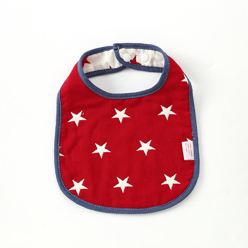 Summer Thin Pure Cotton Concealed Button 6-layer U-shaped Baby Gauze Bib