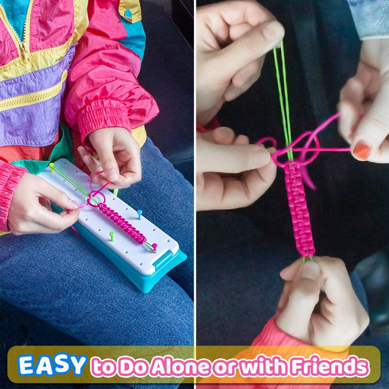 Girls Gift Bracelet Making Craft Toys Children DIY Jewelry Making Toolbox Carrying Strap Knit Device Suit