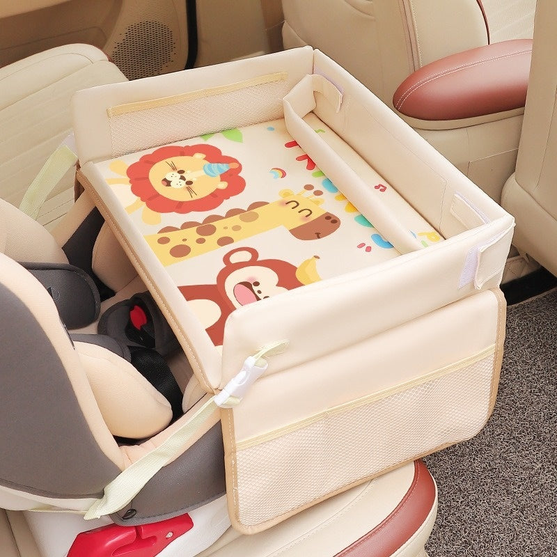 Kids's Car Safety Seat Tray Cartoon Car Waterproof Storage Dining Table