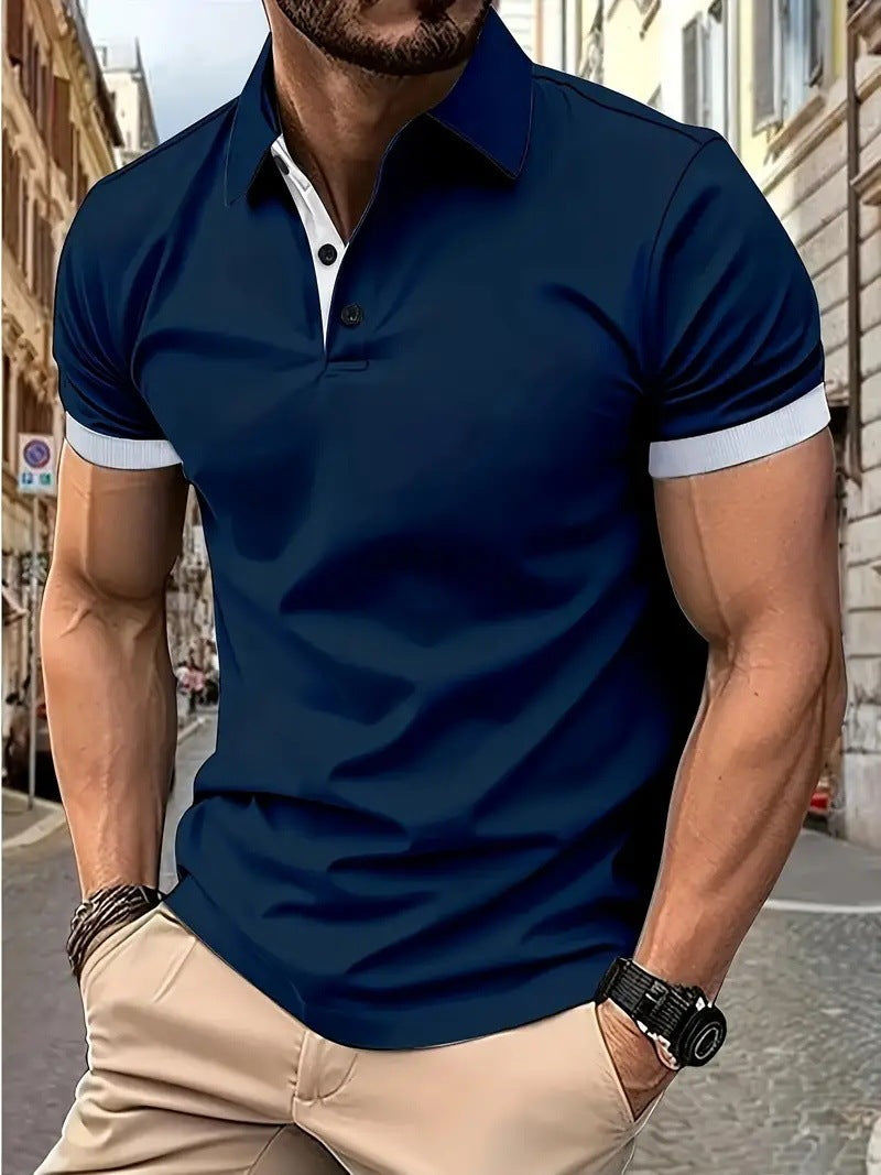 3D сахти ранги остин кӯтоҳ Notch Lapel Polo ҷомаи Casual фуҷур мардон