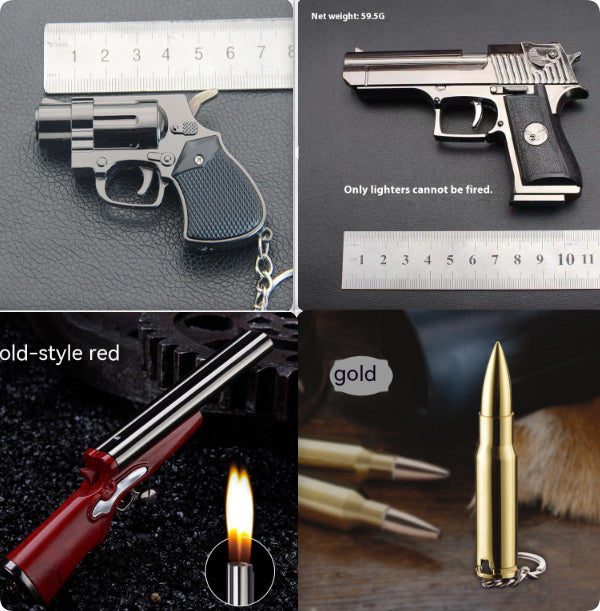 Metal Keychains Gas Windproof Toy Lighter
