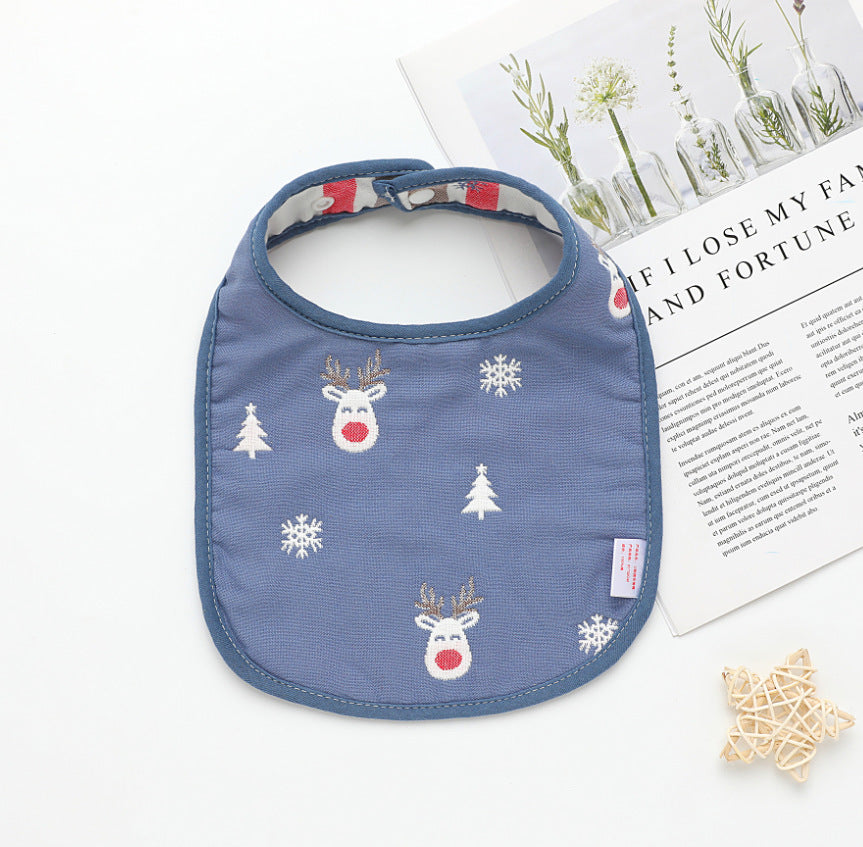 Summer Thin Pure Cotton Concealed Button 6-layer U-shaped Baby Gauze Bib