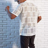 Cross Border Mesh Hollow Out Shirt