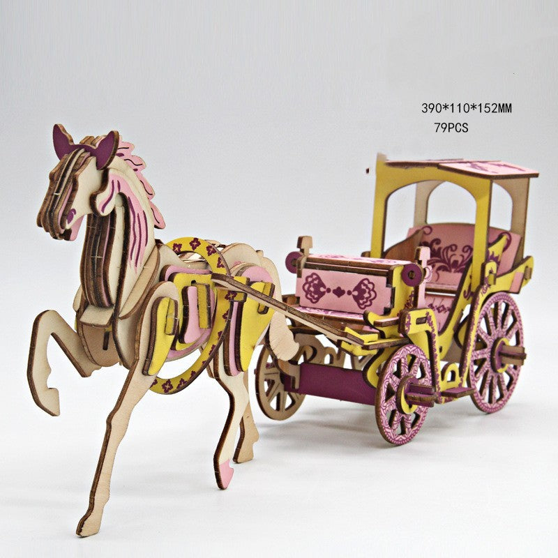 DIY Wooden Three-dimensional Puzzle Construction Animal Ornaments Children's Assembly Insert Toys