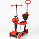 Three-wheeled Children's Scooter With Push Rod