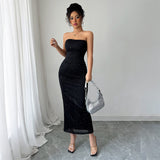 Elegant Style Tube Top Hip Skirt Suit