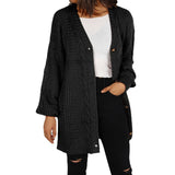 Autumn New Knitted Solid Color Plus Size Cardigan V-neck Twist Lantern Sleeve Coat For Women