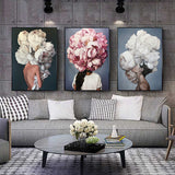 Home woman flower wall decoration painting