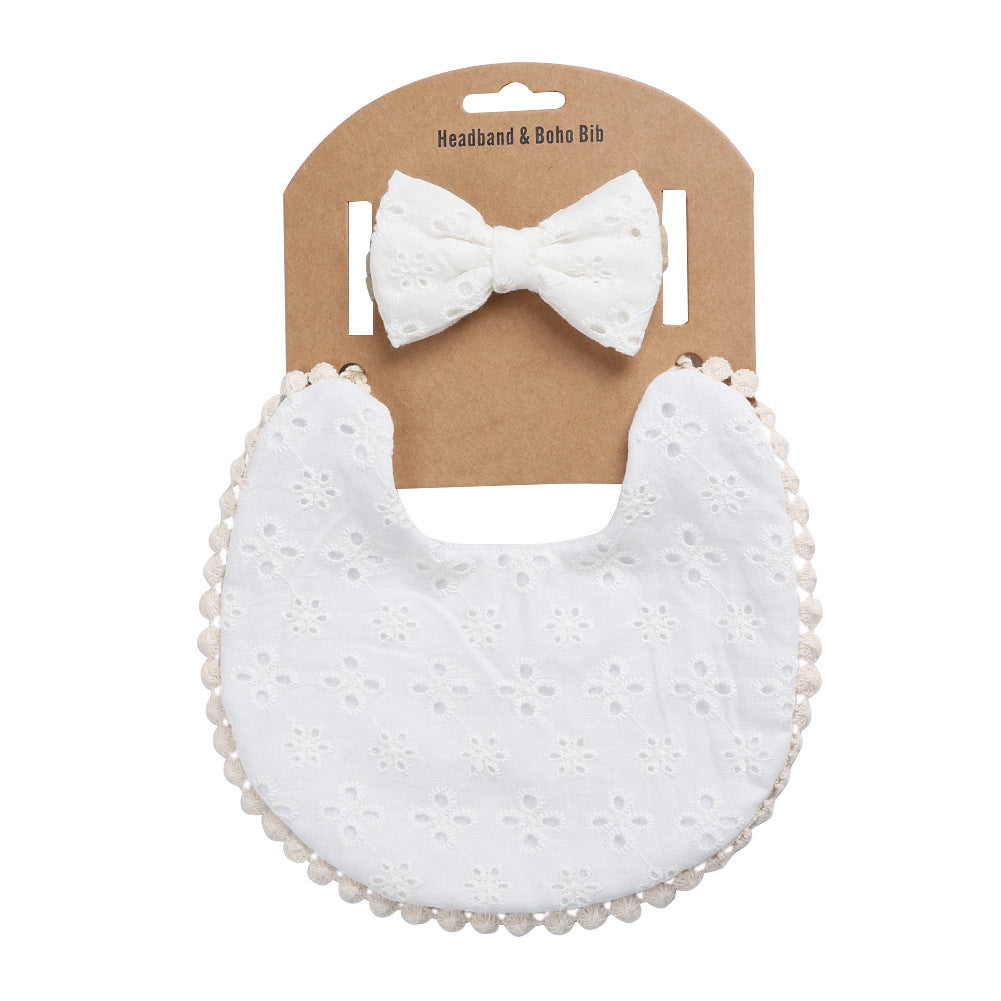 Newborn Baby Cute Floral Cotton Saliva Towel Headband Suit