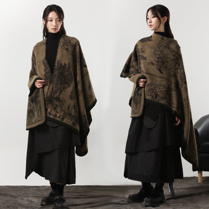 Simple dark cashmere coat, warm