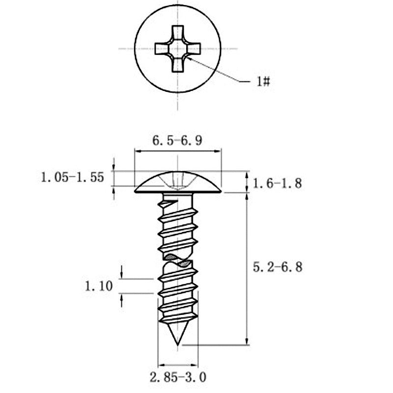 Stainless Steel Cross Big Head Self-tapping Screw Mushroom-shaped Haircut Round Head