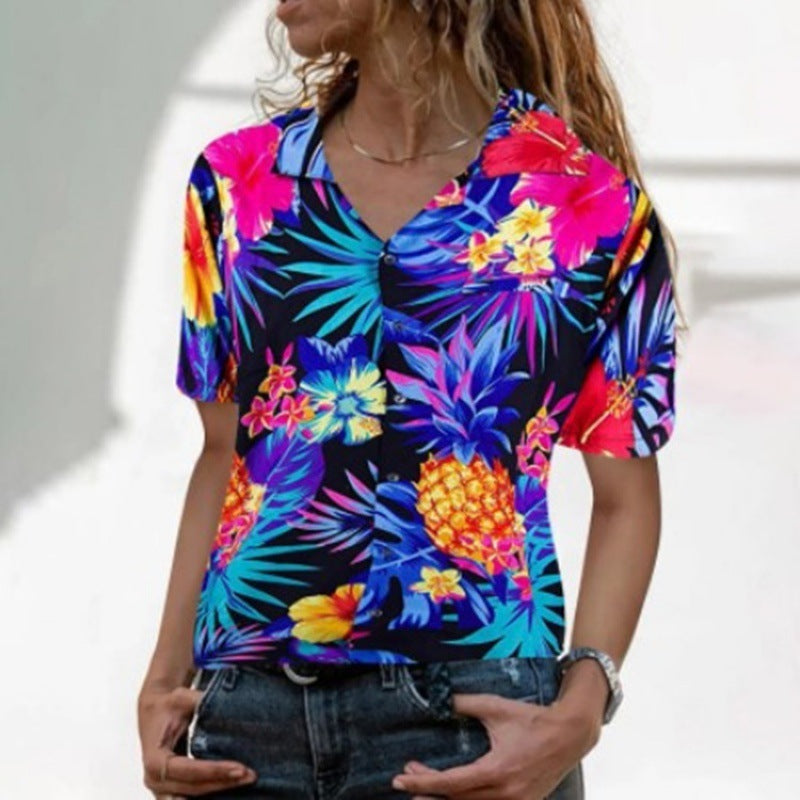 New Women's Printed Hawaiian Casual Ladies Shirt