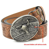 Personality Student Trendy Printing Engraving Smooth Buckle Knife Embossing Belt