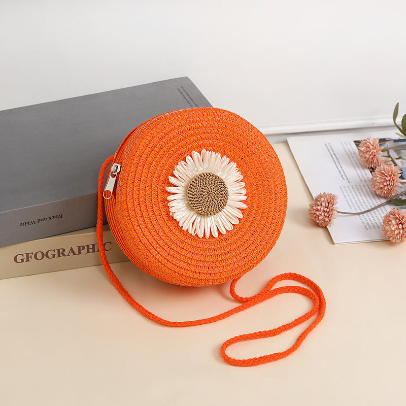 Пасторалӣ Style Raffia халтаи бофташуда телефони мобилӣ халта Crossbody