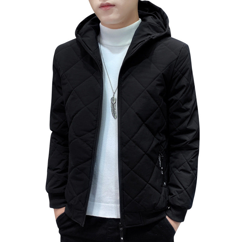Diamond Plaid Fleece Jacket Cotton Insulated Coat