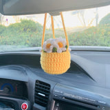 Handmade Knitted Flower Car Accessories Rearview Mirror