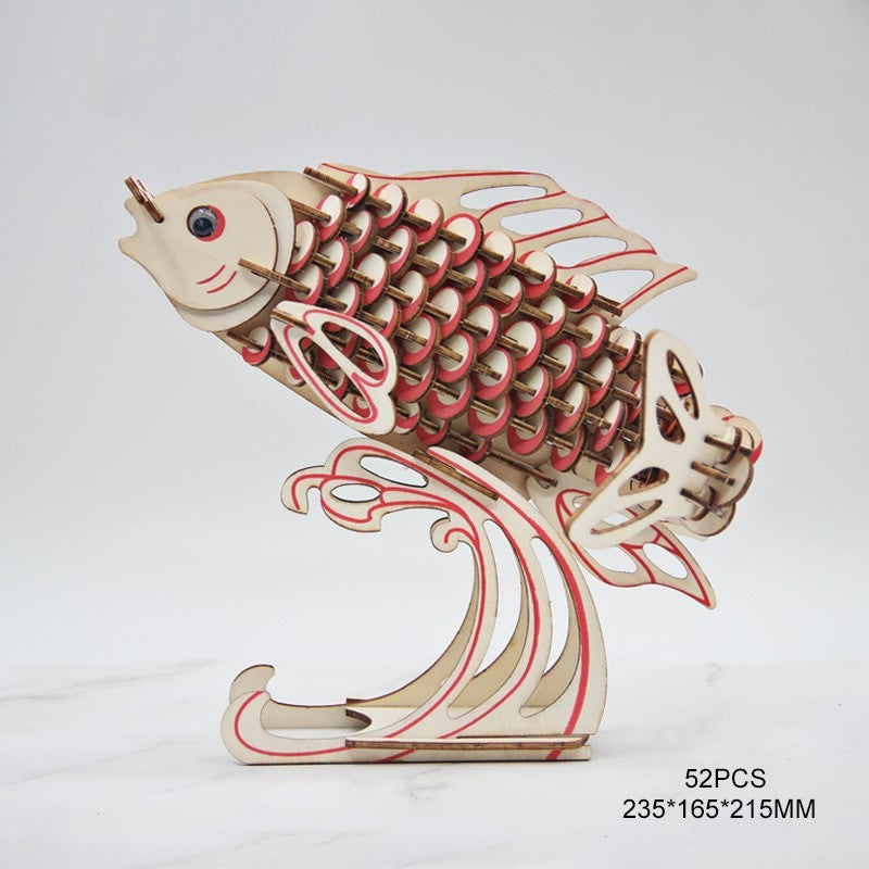 DIY Wooden Three-dimensional Puzzle Construction Animal Ornaments Children's Assembly Insert Toys