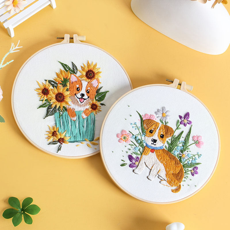 Dog Flower Handmade Material Package Fabric Embroidery