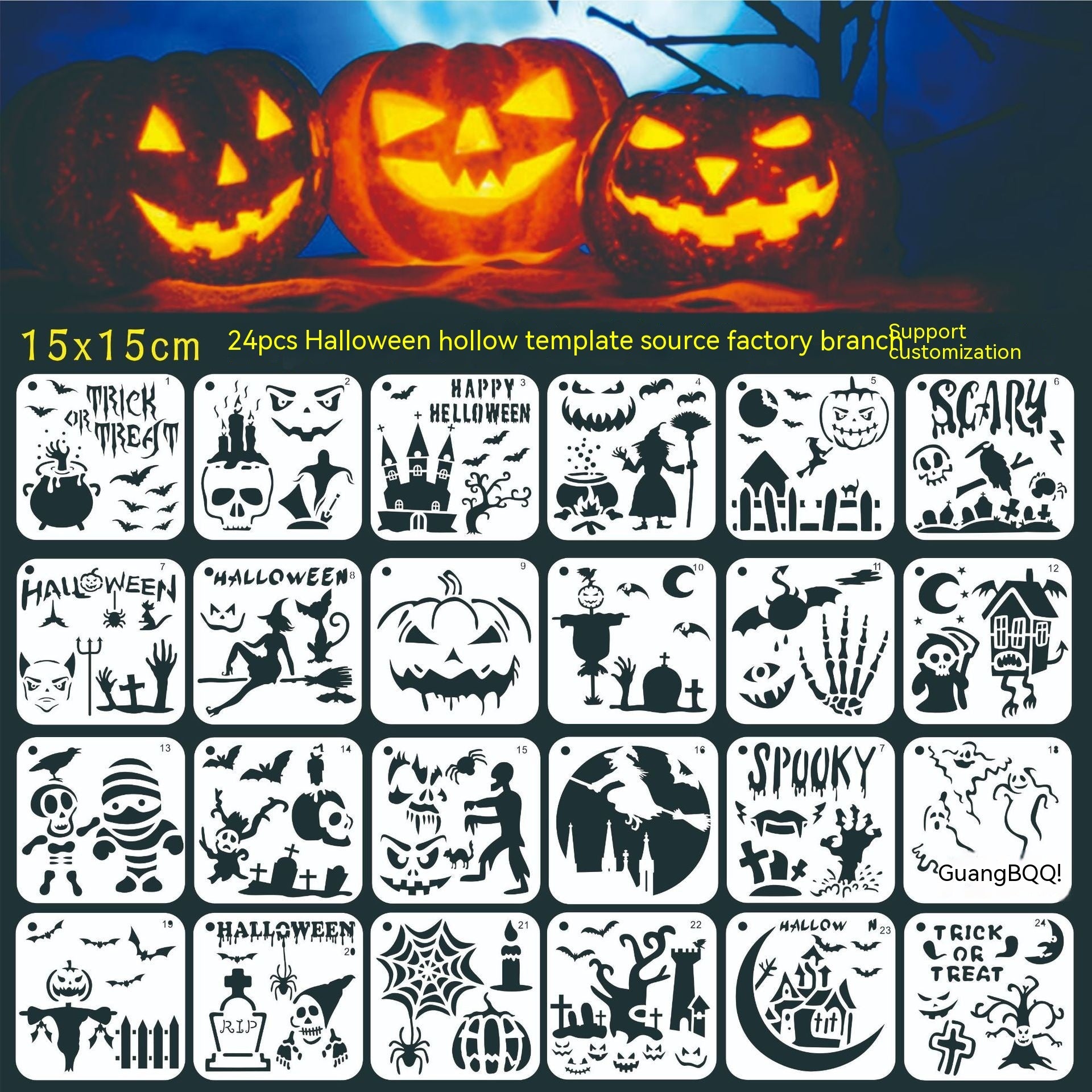 Halloween Hollow Painting Drawing Plate Can Be Sprayed And Reused