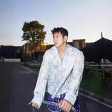 Spring And Summer American Three-dimensional Floral Shirt Niche Design Floral Long Sleeve Shirt