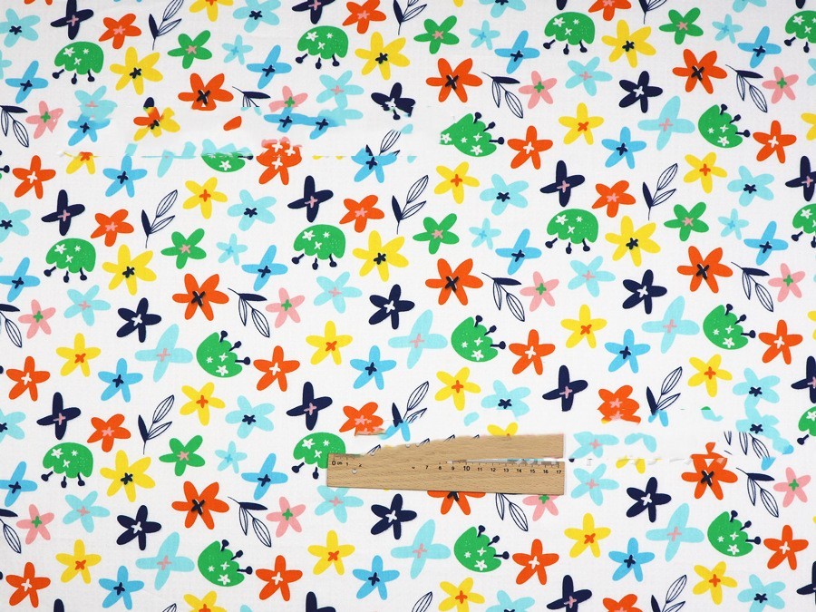 Plant Flowers Small Clear Floral Cotton Fabric