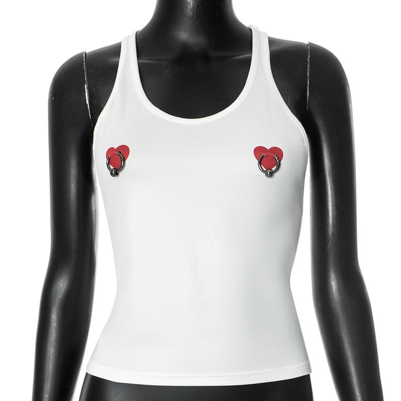 Women's Simple Loose Sleeveless Heart Printing Vest
