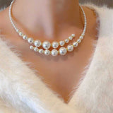 Double-layer White Clavicle Vintage Necklace Collar Socialite Style