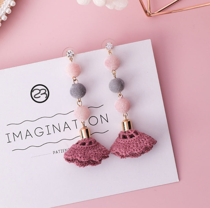 Fashion Korean Japanese Girl Simple Lovely Earrings Flower Fabric Swings Fashion Earrings For Women Jewelry Accessories