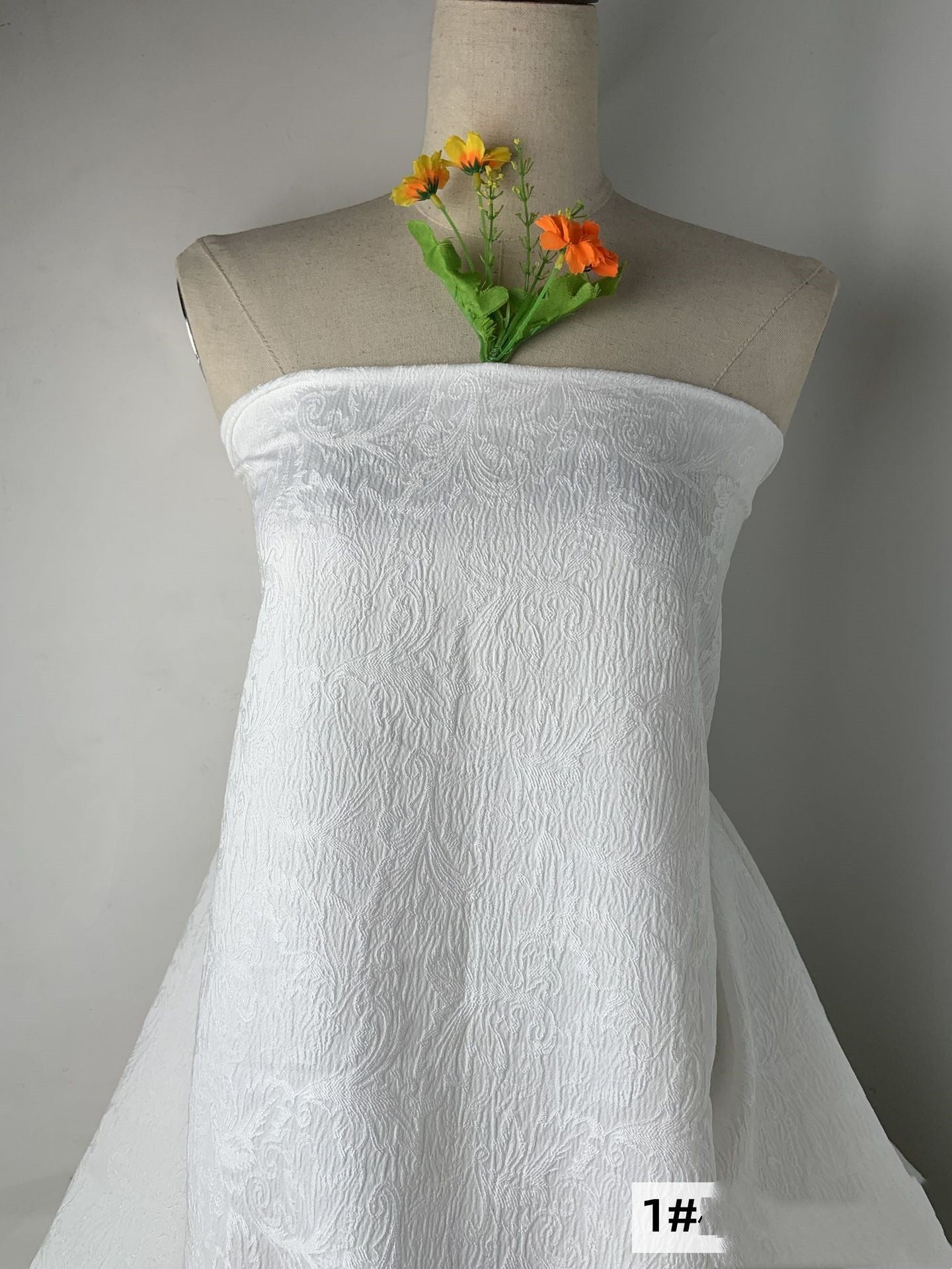 Humanoid Silk Embossed Jacquard Woven Fabric