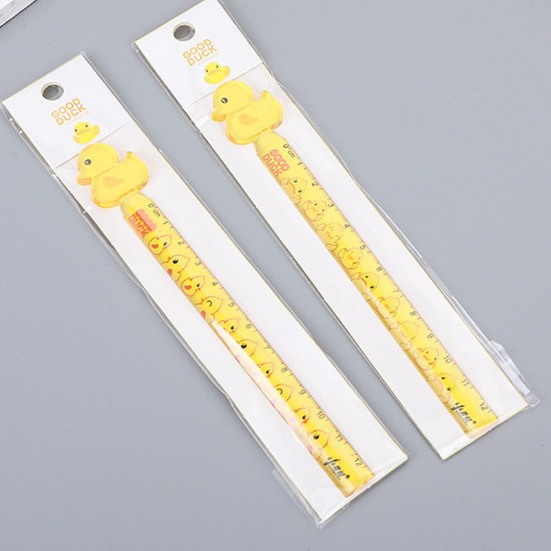 Creative Yellow Duck 12cm Ruler Children Color Plastic Ruler Office Stationery Drawing Ruler
