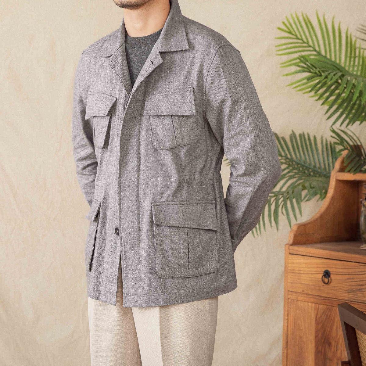 Coat Short Casual Retro Breathable Herringbone Jacket