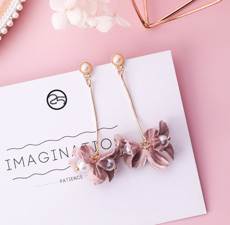 Fashion Korean Japanese Girl Simple Lovely Earrings Flower Fabric Swings Fashion Earrings For Women Jewelry Accessories