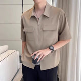 Рубашка рабочая мужская с коротким рукавом и полумолнией