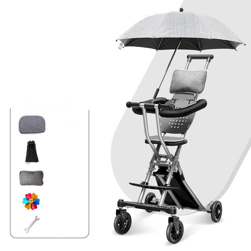 Foldable Simple Baby Two-way High Landscape Stroller