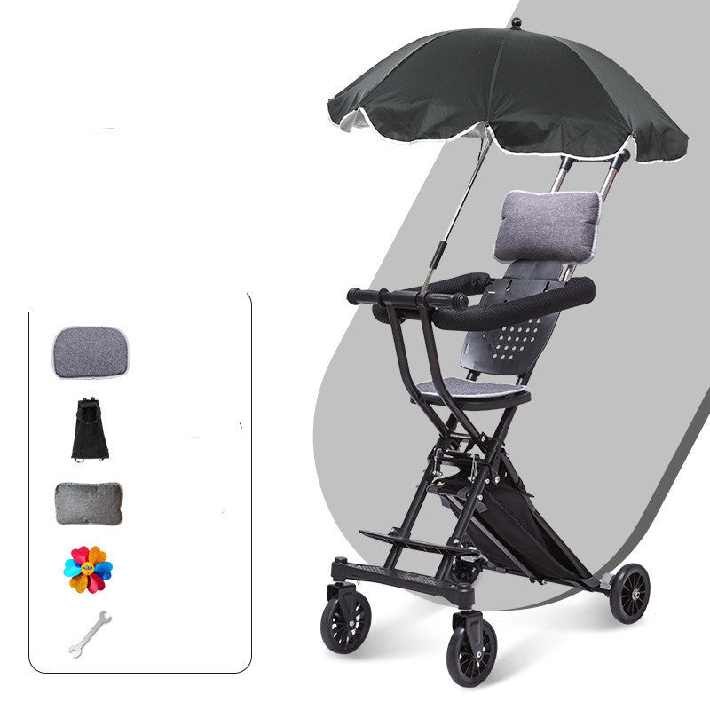 Foldable Simple Baby Two-way High Landscape Stroller