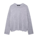 Women's Street Fashion Solid Color Round Neck Large Profile Sweater