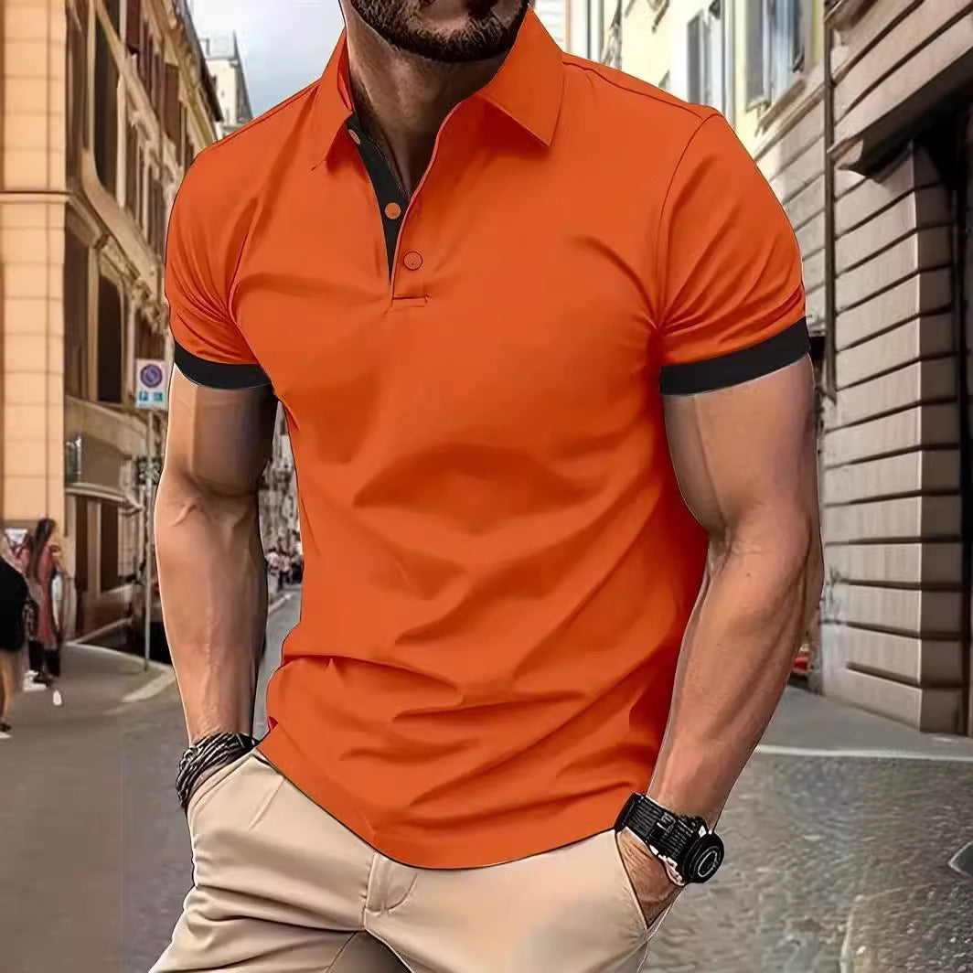 3D сахти ранги остин кӯтоҳ Notch Lapel Polo ҷомаи Casual фуҷур мардон
