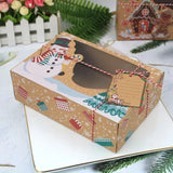 Christmas Gift Box Candy Cookie Santa Snowman Cartoon Kraft Paper Xmas Kids Bags New Year Event Party Supplies