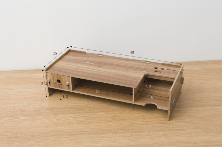 LCD monitor increased rack with drawer computer base bracket wooden storage desktop computer rack