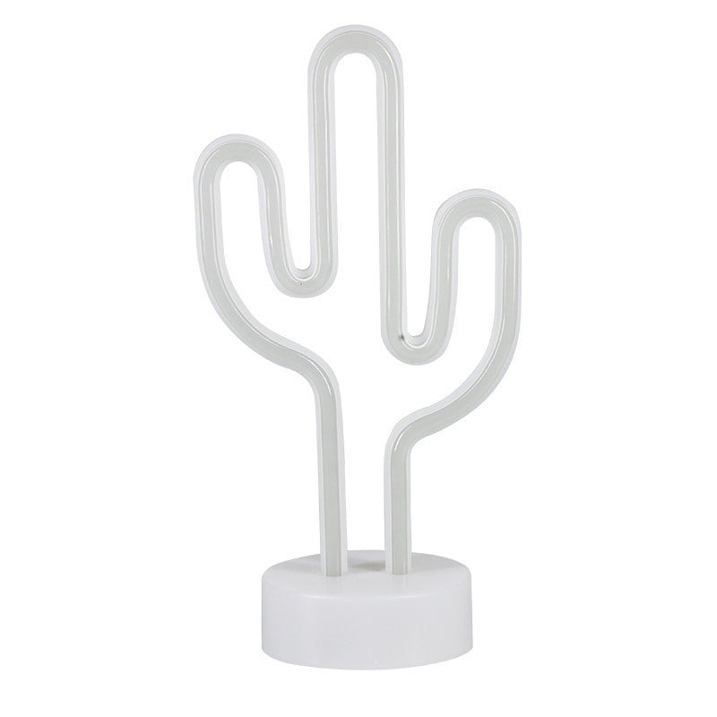 Bedroom Room Layout Romantic Cactus Decoration Neon Light