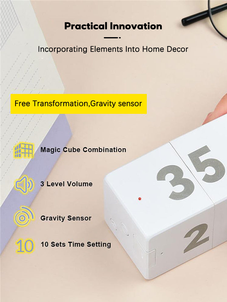 Cube Gravity Flip Sensor Kitchen Digital Timer With 10 Different Time Settings Clock For Game Workout Office Classroom Training