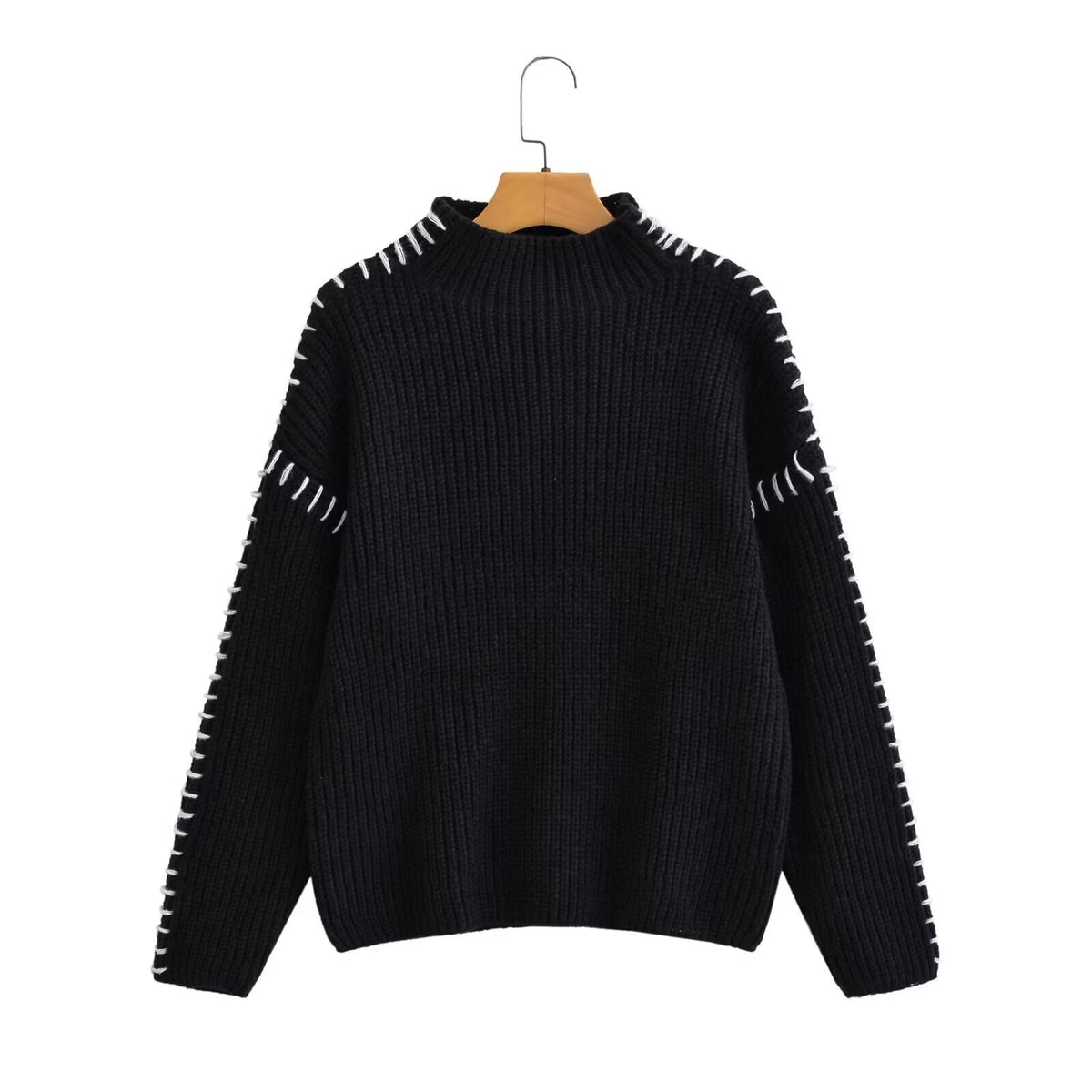 Women's Fashion All-match Casual Simple Style Stitching Sweater
