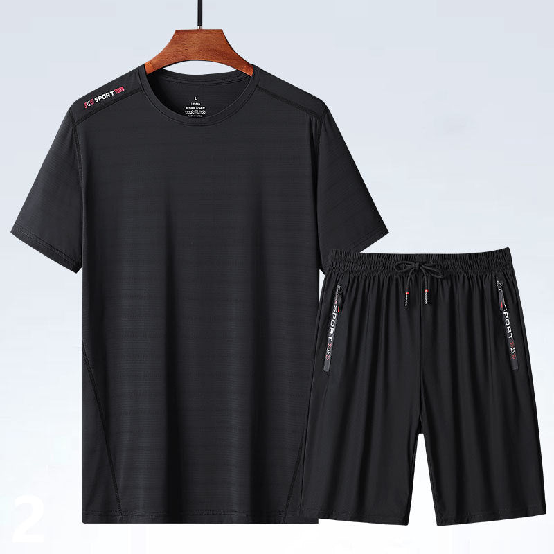 Men's Ice Silk T-shirt Sports Suit