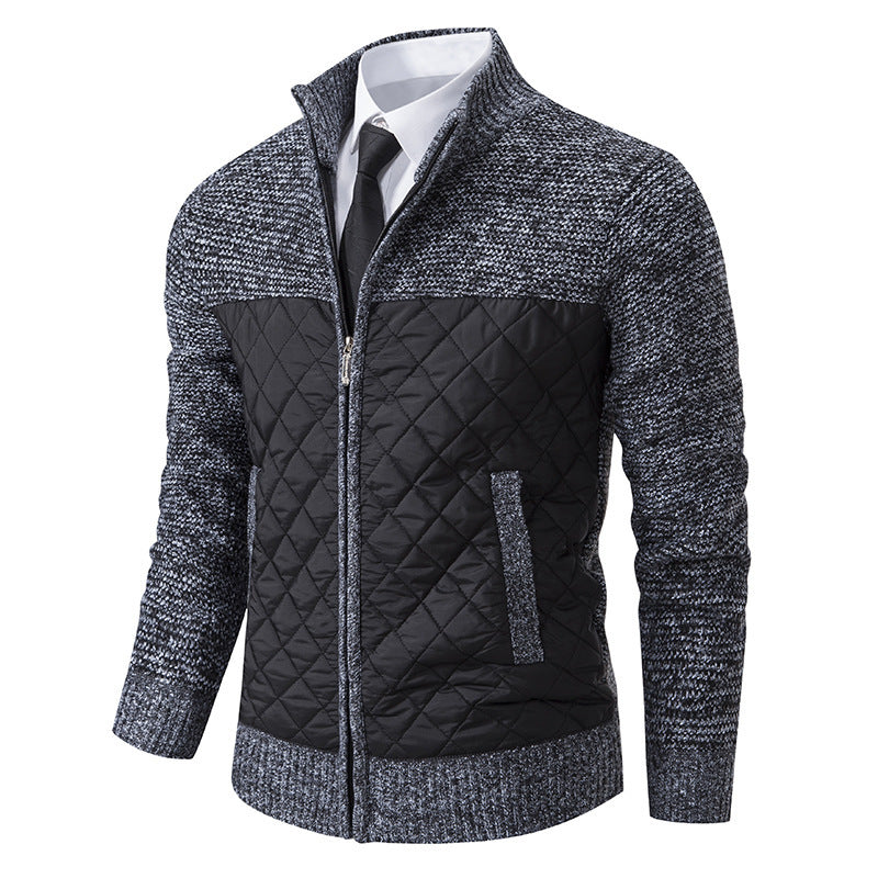 Men's Sweater Coat, Colored Zip-Up Stand-Up Collar Sweater