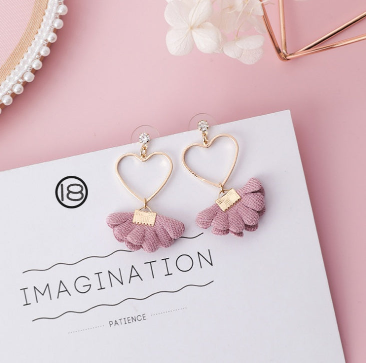 Fashion Korean Japanese Girl Simple Lovely Earrings Flower Fabric Swings Fashion Earrings For Women Jewelry Accessories